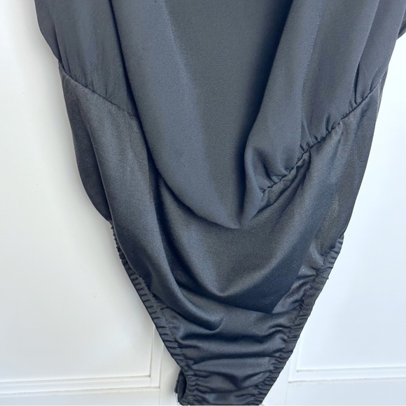 Missguided Black Drape Front Bodysuit 4 Adjustable Straps - Picture 6 of 11